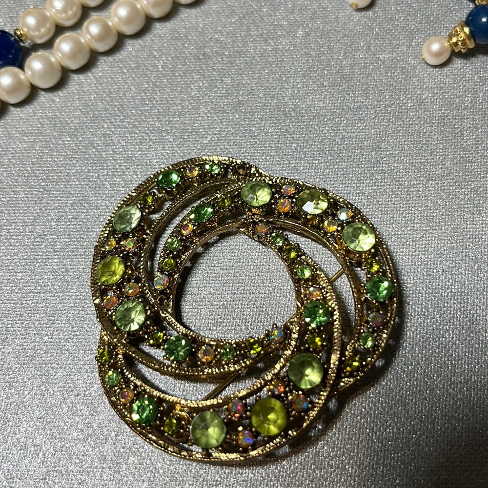 Green Peridot Brooch
